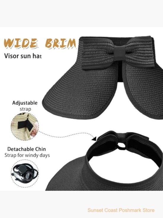 Wide Brim Sun Hat Foldable Paper Straw Visor UV Protection main image 7